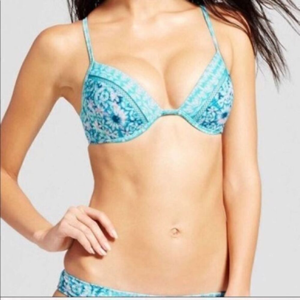 Shade & Shore blue Tie Dye Bikini Bra NWT 34DD